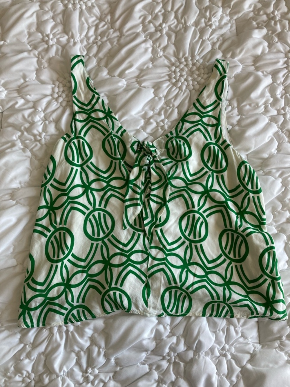 Maeve Green Geometric Tie-Front Camisole